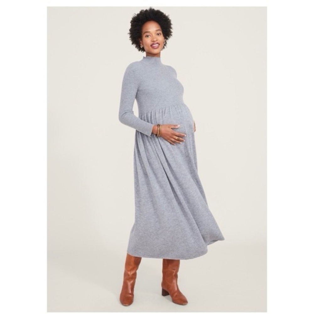 Hatch Gray Long Sleeve Maternity Dress - The Zinnia Sweater Dress in Grey size 0